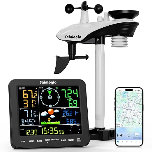 Smart WiFi Weather Stations Wireless Indoor Outdoor,24/7 AI Weather Forecast by Weatherseed®, Home Weather Station with
