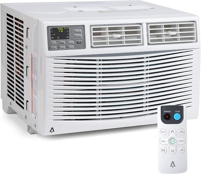 Smart Window Air Conditioner 8,000 BTU – 3 Fan Speeds – Dehumidifier – Quiet Operation – WiFi & Remote Control – Auto-Restart