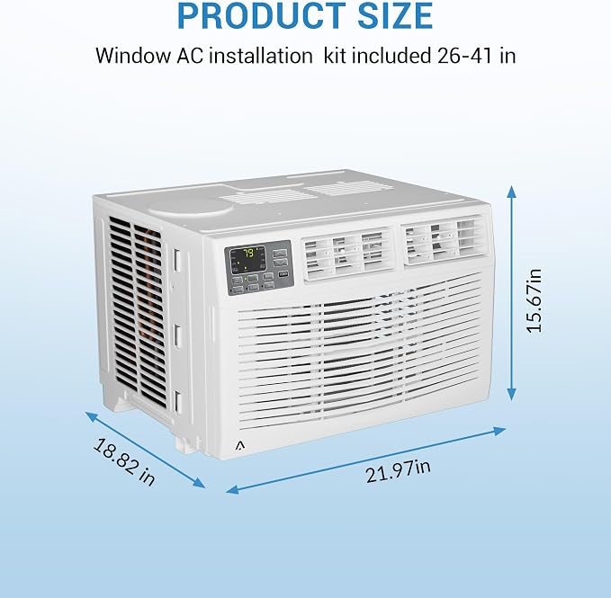Smart Window Air Conditioner 8,000 BTU – 3 Fan Speeds – Dehumidifier – Quiet Operation – WiFi & Remote Control – Auto-Restart