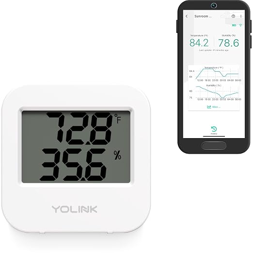 Smart Wireless Temperature & Humidity Sensor, Wide Temp Range for Fridge, Green House, Pet Cage, App Alerts, Emails, product