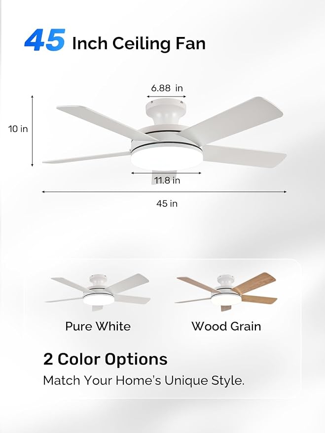 SmartHome Ceiling Fans with Lights, 45 Inch Low Profile Ceiling Fan with Light and Remote/APP Control, alternate product view