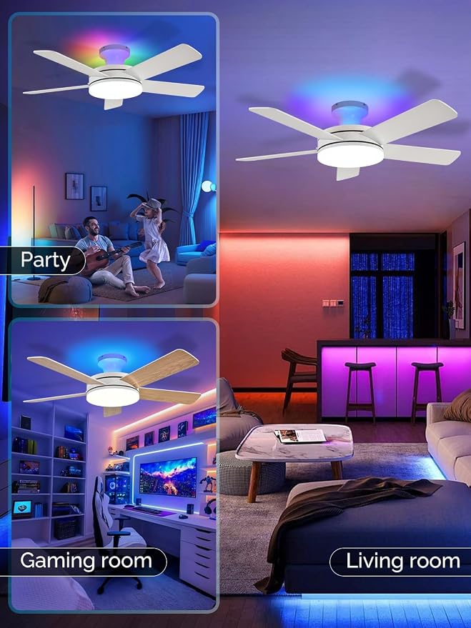 SmartHome Ceiling Fans with Lights, 45 Inch Low Profile Ceiling Fan with Light and Remote/APP Control, alternate product view