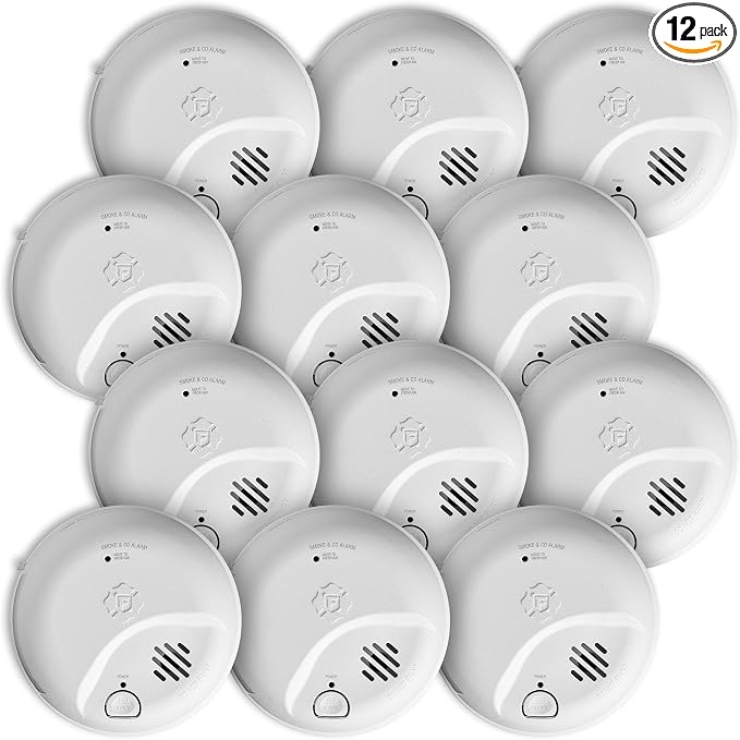 SMICO100-AC Interconnect Hardwire Combination Smoke & Carbon Monoxide Alarm with Battery Backup, 12-Pack in