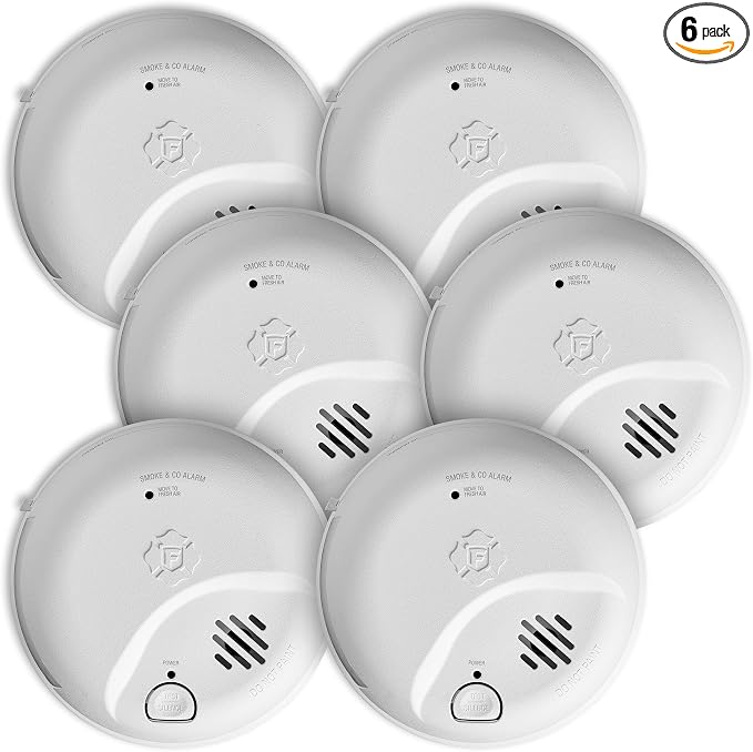 SMICO100-AC Interconnect Hardwire Combination Smoke & Carbon Monoxide Alarm with Battery Backup, 6-Pack in