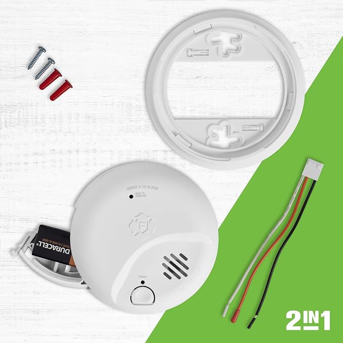 SMICO100-AC Interconnect Hardwire Combination Smoke & Carbon Monoxide Alarm with Battery Backup, 6-Pack in, alternate view 3