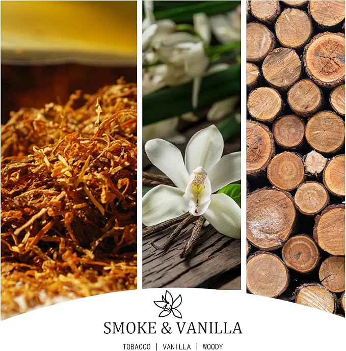 Smoke & Vanilla Scented Candle, Large 30oz Natural Soy Candles, 4-Wick 80 Hour Burn Time, Masculine Candle - Home Fragrance