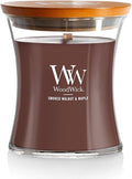 Smoked Walnut & Maple Holiday Candle Gifts for Women and Men, 9.7 oz Medium Hourglass Candle with Crackling Wick, product