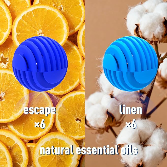 Sneaker Deodorizer Balls 12 Pack, Linen and Escape Scent, Odor Eliminator Balls for Closet Car Gym Bag, Long Lasting Small