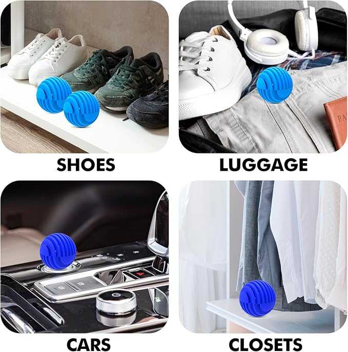 Sneaker Deodorizer Balls 12 Pack, Linen and Escape Scent, Odor Eliminator Balls for Closet Car Gym Bag, Long Lasting Small