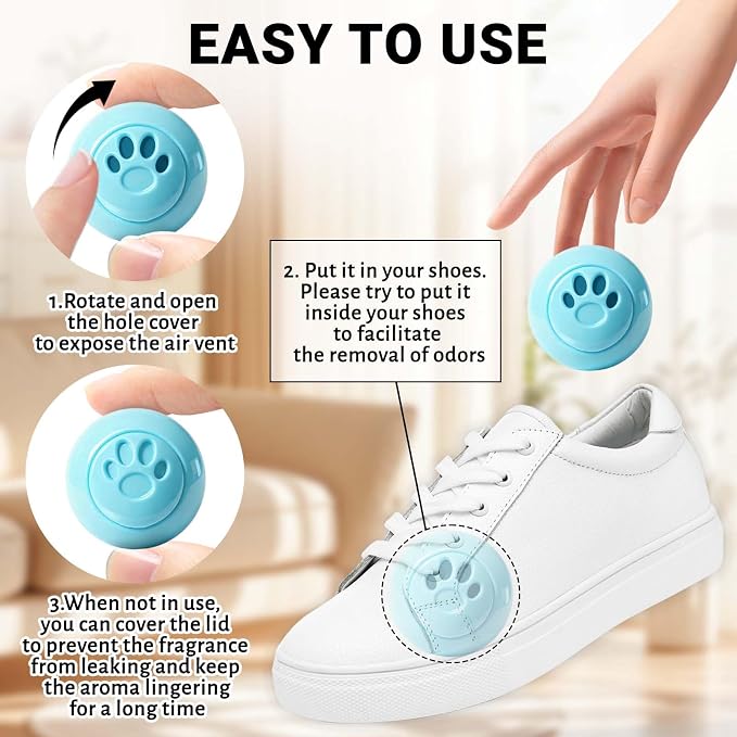 Sneaker Deodorizer Balls 8 Packs Baby Powder Scent Shoe Odor Elimination, Scented Plastic Ball, Long-lasting Freshness Shoe