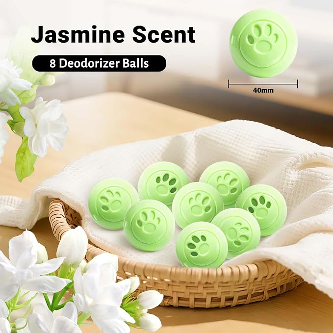 Sneaker Deodorizer Balls 8 Packs Jasmine Scent Shoe Odor Elimination, Scented Plastic Ball, Long-lasting Freshness Shoe