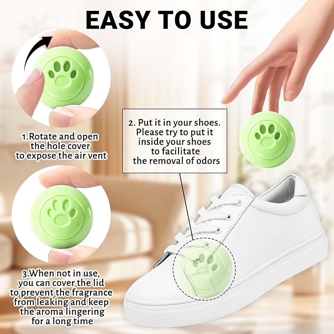 Sneaker Deodorizer Balls 8 Packs Jasmine Scent Shoe Odor Elimination, Scented Plastic Ball, Long-lasting Freshness Shoe