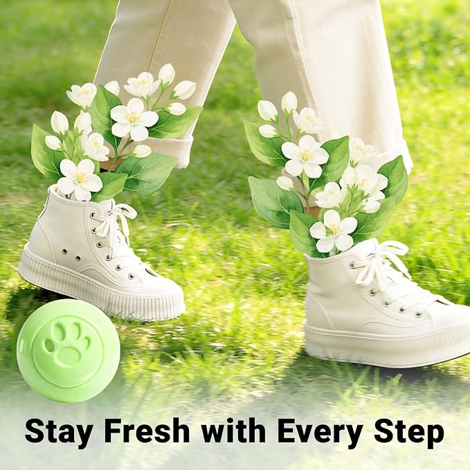 Sneaker Deodorizer Balls 8 Packs Jasmine Scent Shoe Odor Elimination, Scented Plastic Ball, Long-lasting Freshness Shoe
