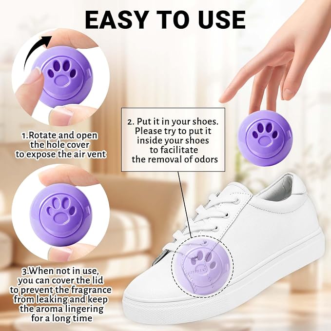 Sneaker Deodorizer Balls 8 Packs Lavender Scent Shoe Odor Elimination, Scented plastic ball, Long-lasting Freshness Shoe