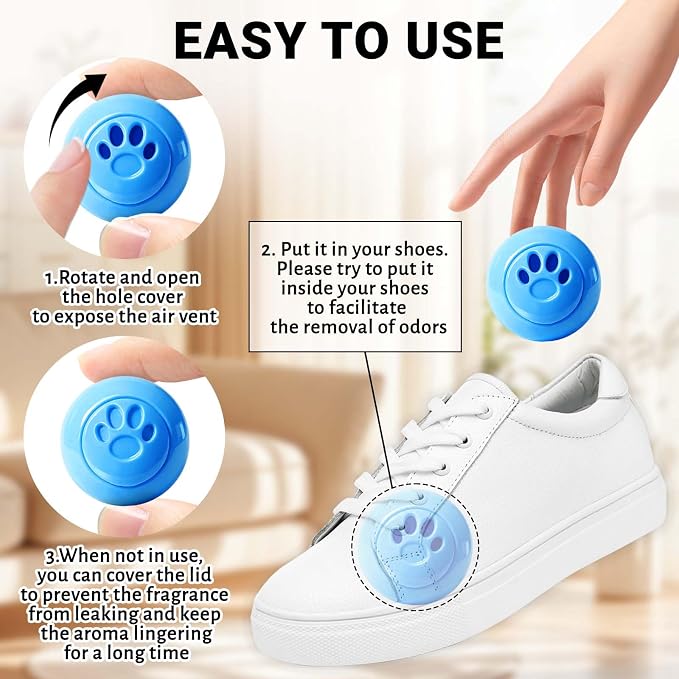 Sneaker Deodorizer Balls 8 Packs Linen Scent Shoe Odor Elimination, Scented Plastic Ball, Long-lasting Freshness Shoe