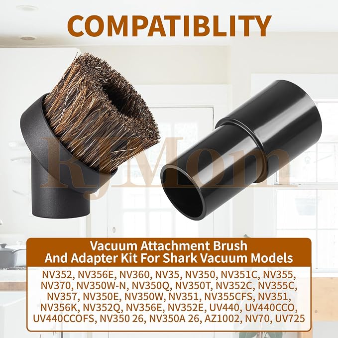 Soft Horse Hair Vacuum Brush Attachment For Shark Vacuum - Round Brush With Adapter - To Convert The 1 1/4" Tool To 1 1/2"