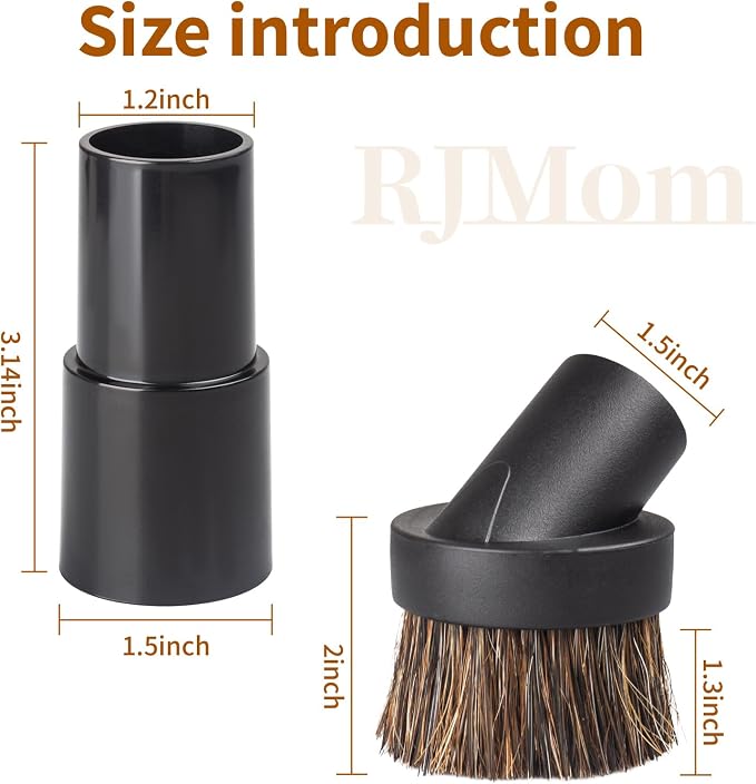 Soft Horse Hair Vacuum Brush Attachment For Shark Vacuum - Round Brush With Adapter - To Convert The 1 1/4" Tool To 1 1/2"