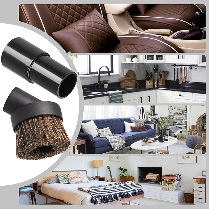 Soft Horse Hair Vacuum Brush Attachment For Shark Vacuum - Round Brush With Adapter - To Convert The 1 1/4" Tool To 1 1/2"