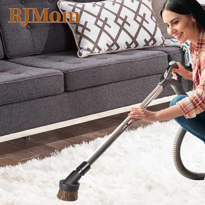 Soft Horse Hair Vacuum Brush Attachment For Shark Vacuum - Round Brush With Adapter - To Convert The 1 1/4" Tool To 1 1/2"