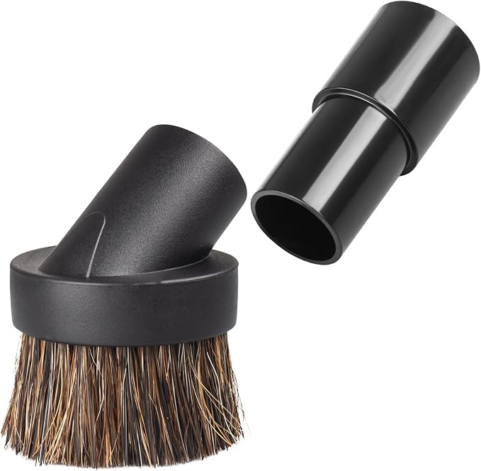 Soft Horse Hair Vacuum Brush Attachment For Shark Vacuum - Round Brush With Adapter - To Convert The 1 1/4" Tool To 1 1/2"