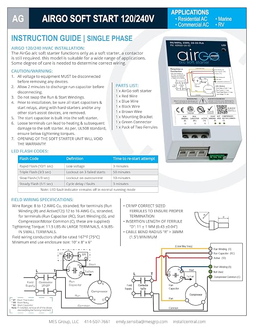 Soft Starter for Air Conditioners & Heat Pumps – Reduces Startup Surge, Reverse Motor Protection, Easy DIY Install