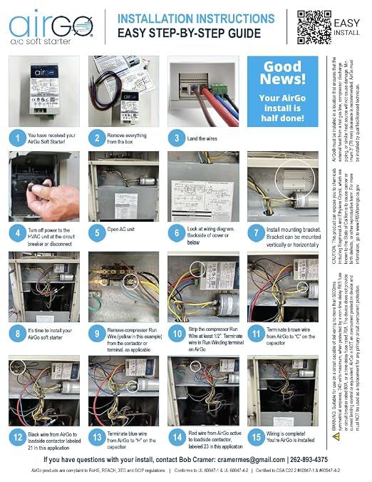 Soft Starter for Air Conditioners & Heat Pumps – Reduces Startup Surge, Reverse Motor Protection, Easy DIY Install