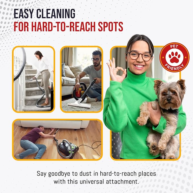 Soft Touch Deluxe Vacuum Cleaner Brush Attachment, Horse Hair Bristles for Hardwood & Wall Cleaning, Fits 1 1/4 Inch Vacuums