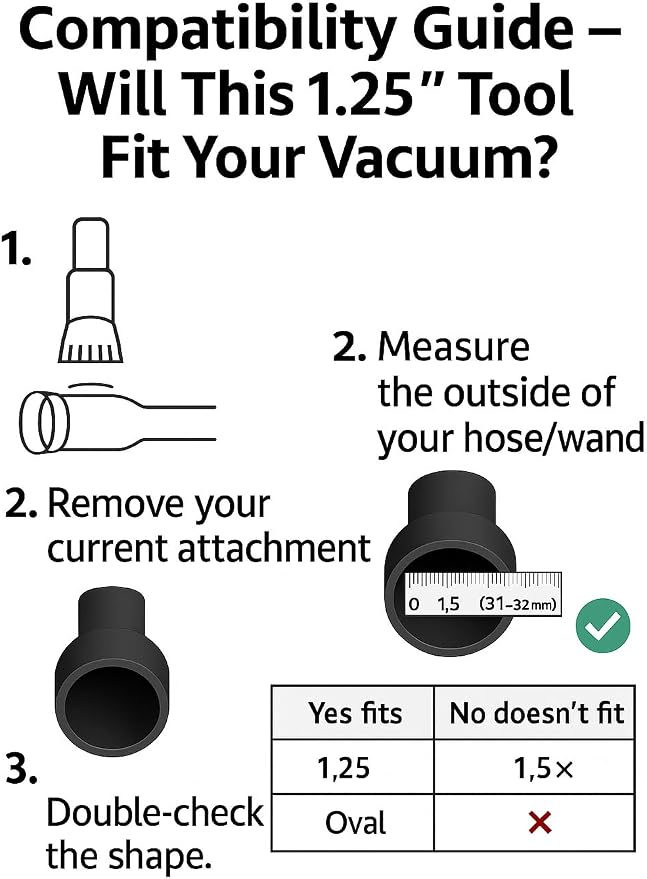 Soft Touch Deluxe Vacuum Cleaner Brush Attachment, Horse Hair Bristles for Hardwood & Wall Cleaning, Fits 1 1/4 Inch Vacuums