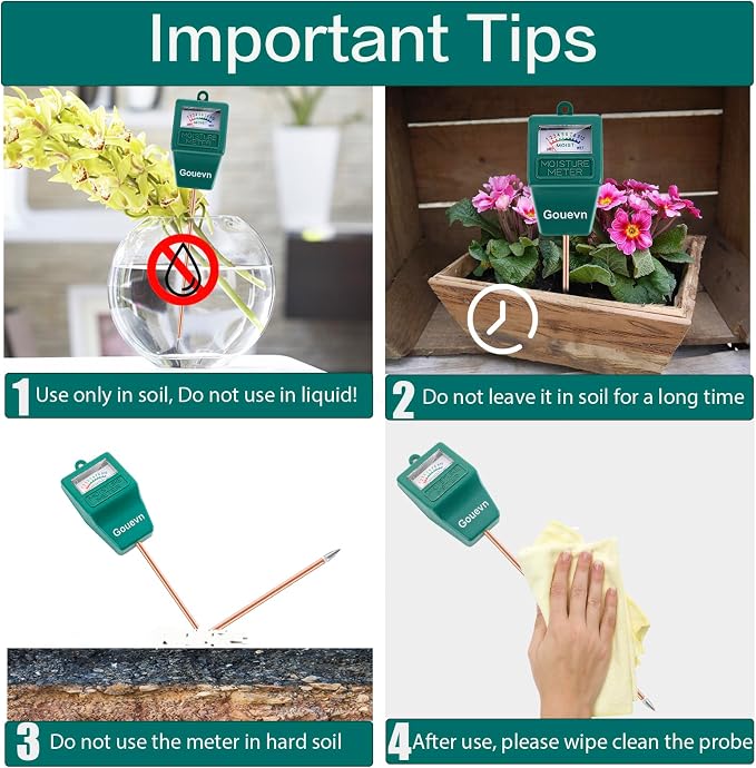 Soil Moisture Meter, Plant Moisture Meter Indoor & Outdoor, Hygrometer Moisture Sensor Soil Test Kit Plant Water Meter for