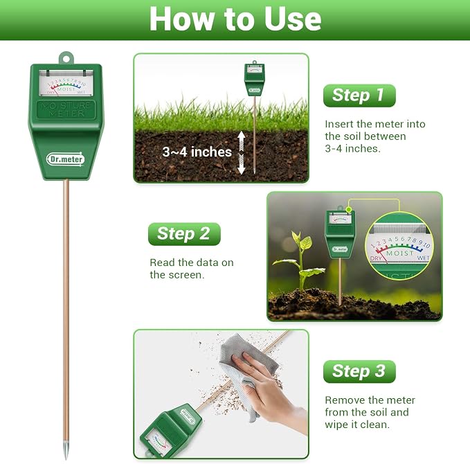 Soil Moisture Meter, Plant Water Meter for Garden Lawn Farm Indoor & Outdoor Use, Soil Tester Hygrometer Sensor for House