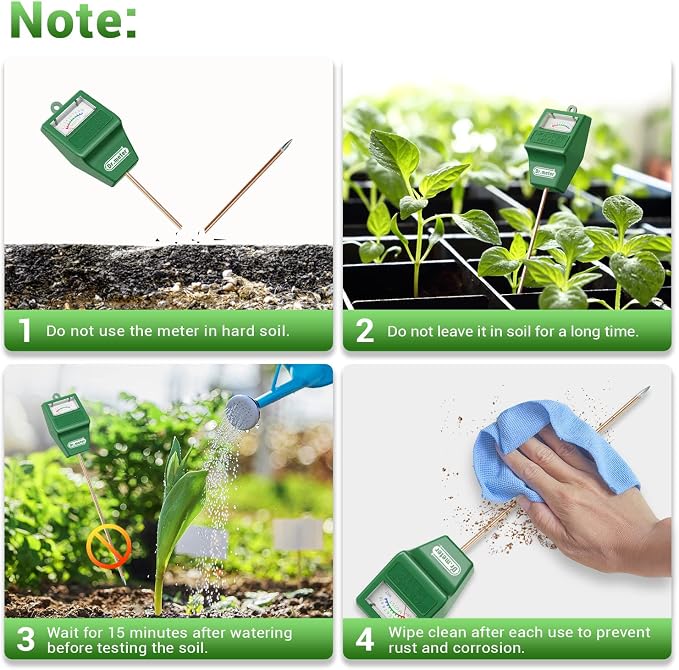 Soil Moisture Meter, Plant Water Meter for Garden Lawn Farm Indoor & Outdoor Use, Soil Tester Hygrometer Sensor for House