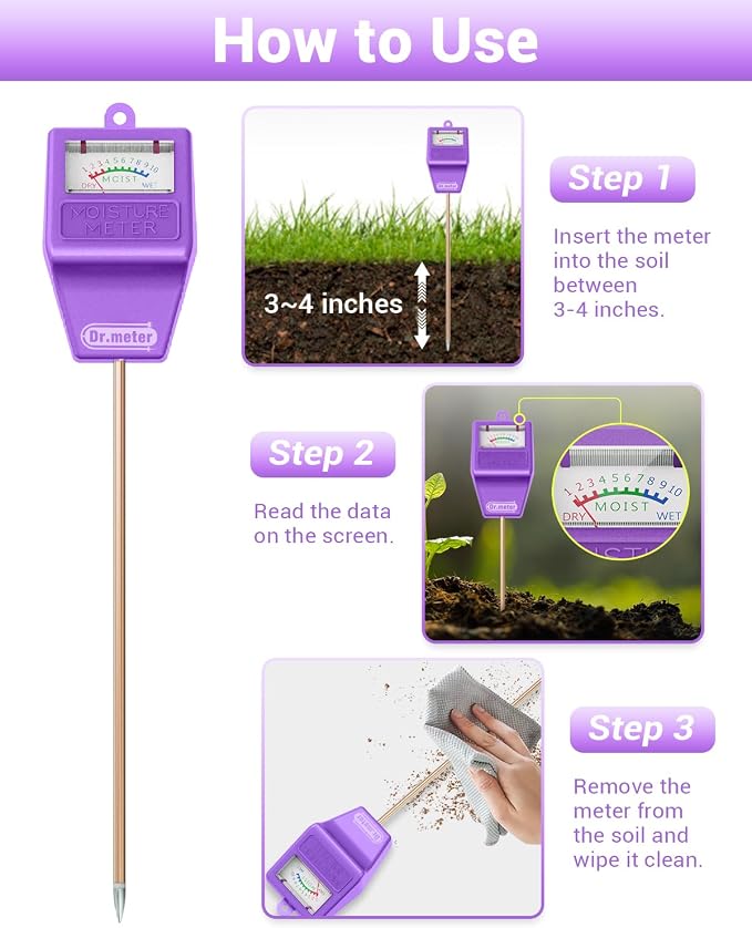 Soil Moisture Meter Tester for Plants, Hygrometer Moisture Sensor for Houseplants Indoor Outdoor Garden Lawn Use - Plant