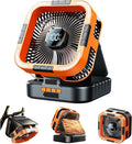 Solar Camping Fan with Light-10000mAh Rechargeable Portable, 6 Speeds, Digital Display, Timer, 120° Oscillation, Cordless