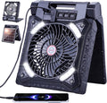 Solar Fan Battery Powered Rechargeable Solar Camping Fan with Led Lantern & Power Bank Foldable Angle USB Personal Fans for