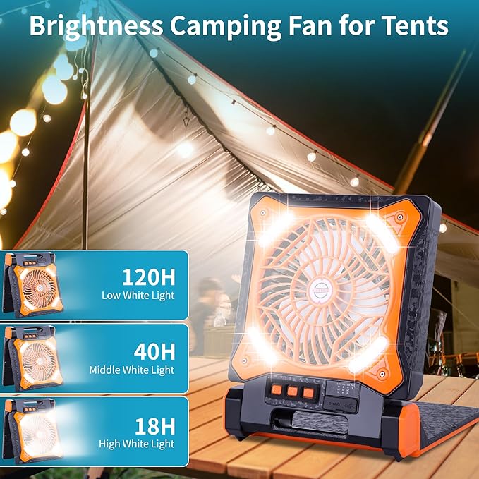Solar Fan Battery Powered Rechargeable Solar Camping Fan with Led Lantern Power Bank Foldable Angle USB Personal Fans for