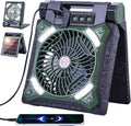 Solar Fan Battery Powered Rechargeable Solar Camping Fan with Led Lantern & Power Bank Foldable Angle USB Personal Fans for