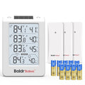 Solar Photosensitive Three Channel Thermo-Hygrometer, Wireless Temperature & Humidity Monitor with 330ft Range, 4.8" Digital