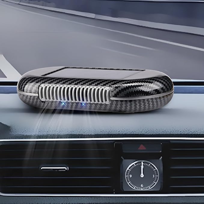 Solar-Powered Car Air Purifier with USB Charging & Ozone Odor Elimination - Portable HEPA Filter-Free Ionizer
