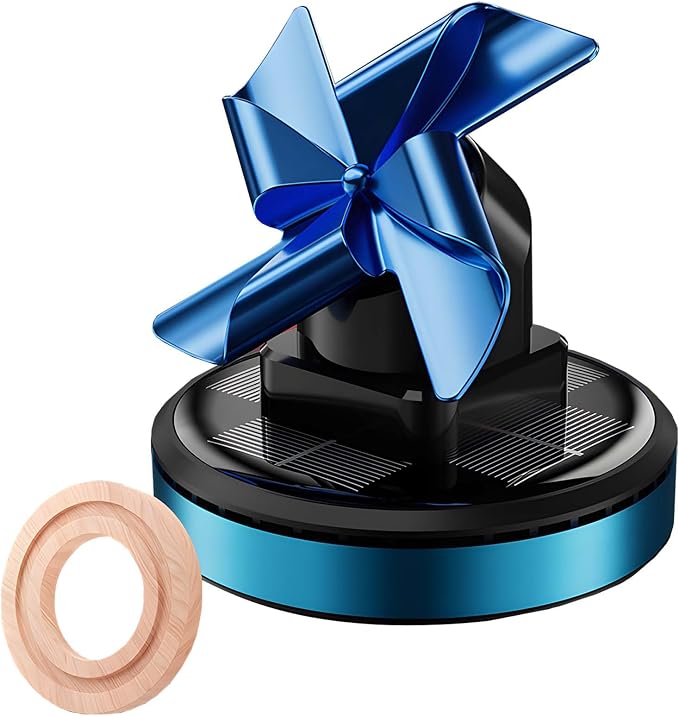 Solar-Powered Rotating Windmill Car Air Freshener - Aromatic Diffuser for Car Interior Dashboard Decor, Alloy & ABS Material