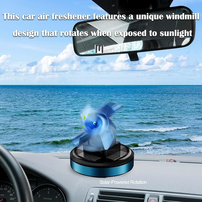 Solar-Powered Rotating Windmill Car Air Freshener - Aromatic Diffuser for Car Interior Dashboard Decor, Alloy & ABS Material