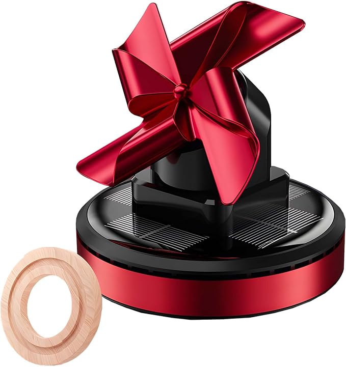 Solar-Powered Rotating Windmill Car Air Freshener - Aromatic Diffuser for Car Interior Dashboard Decor, Alloy & ABS Material