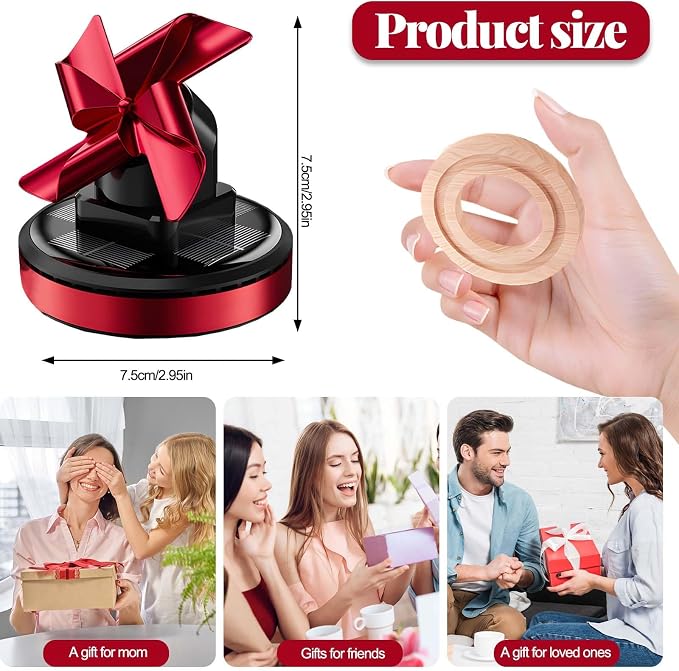 Solar-Powered Rotating Windmill Car Air Freshener - Aromatic Diffuser for Car Interior Dashboard Decor, Alloy & ABS Material