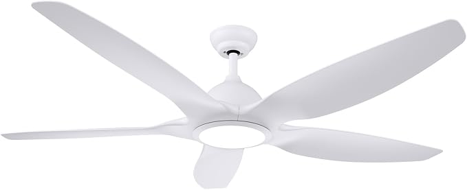 Solid Wood 60" White Ceiling Fans with Light and Remote, Modern, Noiseless Reversible DC Motor, Large Indoor, Kitchen