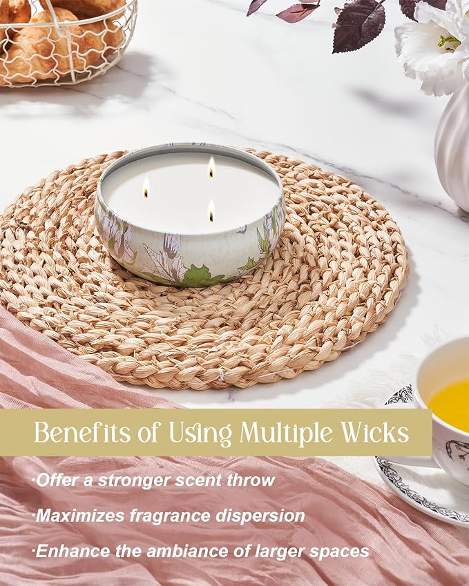 Soothing Eucalyptus Scented Candles, Large 3 Wick Soy Tin Candle, Over 40 Hour Burning Time, 100% Natural Vegan Wax, Relaxing