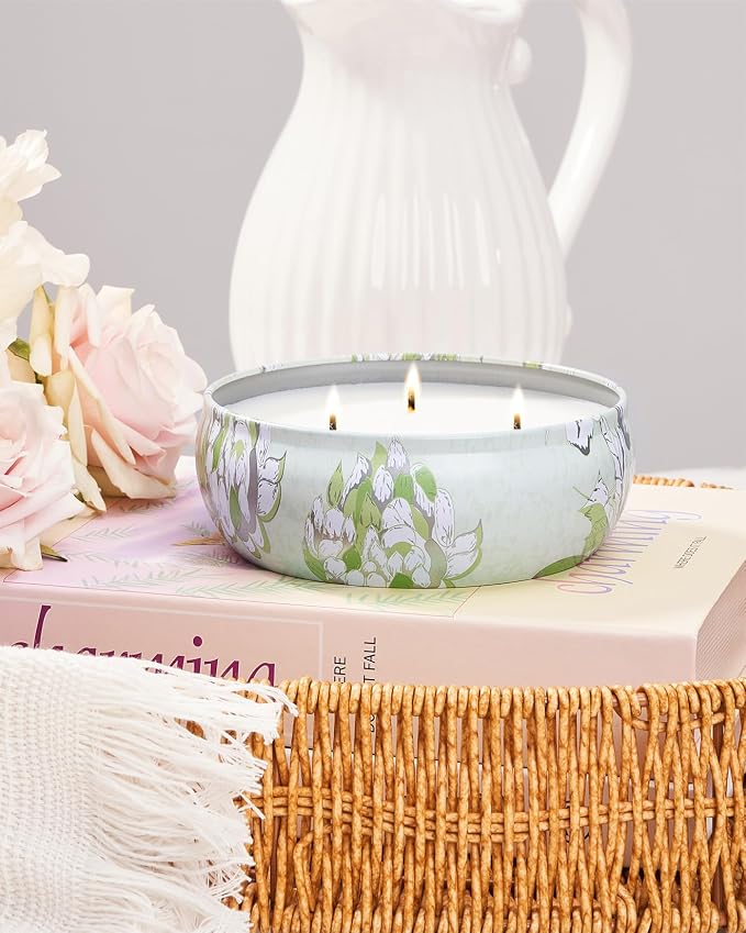Soothing Eucalyptus Scented Candles, Large 3 Wick Soy Tin Candle, Over 40 Hour Burning Time, 100% Natural Vegan Wax, Relaxing