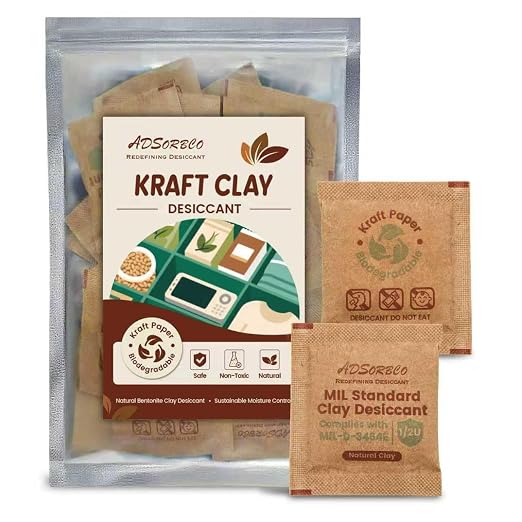 18g x 25 Pack Bentonite Clay Desiccant Packs– Food Grade Moisture Absorbers for Pet Food, Tea, Dry Grains