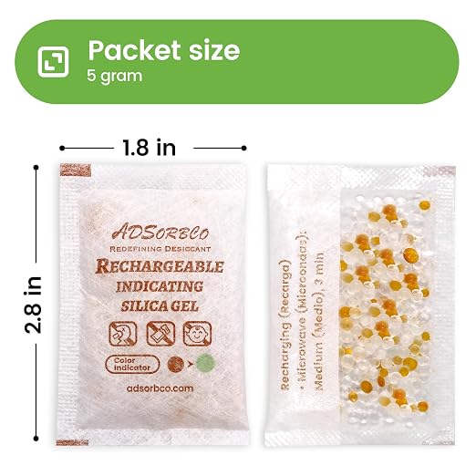 5 Gram (50 Pack) Silica Gel Packets - Desiccant Packs for Storage, Moisture Absorbers for Food