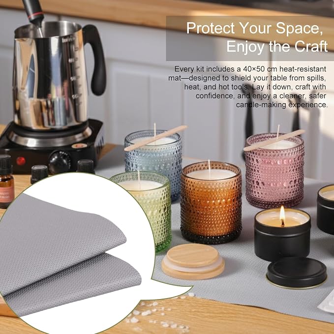 Soy Candle Making Kit with Wax Melter for Adults- Natural Soy Wax with Candle Making Supplies, 4 Jars& 4 Tins, alternate view