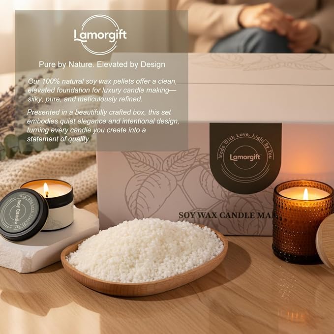 Soy Candle Making Kit with Wax Melter for Adults- Natural Soy Wax with Candle Making Supplies, 4 Jars& 4 Tins, alternate view