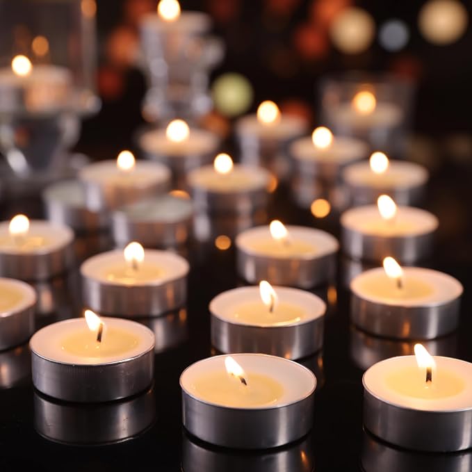 Soy Tea Lights Candles 100 Pack, 4 Hours Tealights Candles Bulk Unscented Small Tea Candles, alternate product view 5